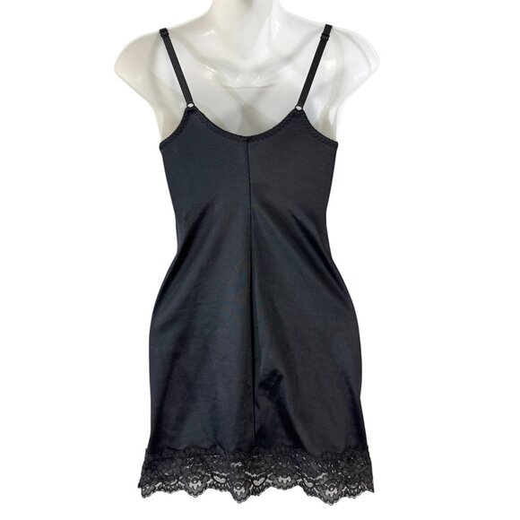 Victorias Secret Black Shaper Slip Dress Lace Nylon Spandex 34B Vintage 1990s - Picture 5 of 7